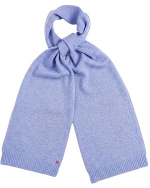 Chinti & Parker Fine-Knit Embroidered Scarf - Blue