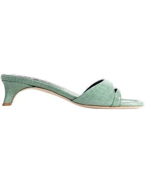 BY FAR Babygirl Fresh Embossed Slip-On Mules - Green