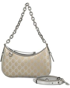 Gucci Small Gg Emblem Shoulder Bag - Natural