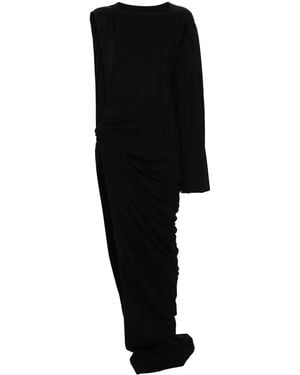 Rick Owens One-Shoulder Cotton Long Dress - Black