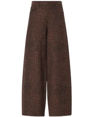 Liu Jo Balloon Jacquard Trousers - Brown