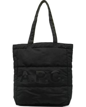 A.P.C. Logo-Print Quilted Tote Bag - Black