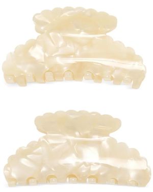 Loeffler Randall Yuri Scalloped Hair Clips Set (Set Of Two) - White