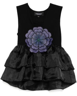 Cynthia Rowley Top con motivo floral - Negro