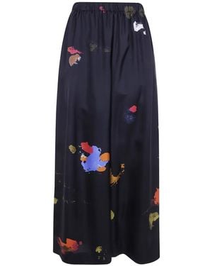 Daniela Gregis Abstract-Print Silk Pants - Blue