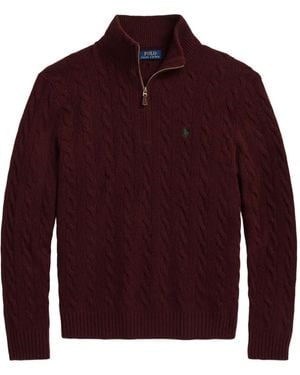 Polo Ralph Lauren Cable-Knit Half-Zip Jumper - Red