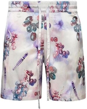NAHMIAS Grape-Print Silk Shorts - Blue