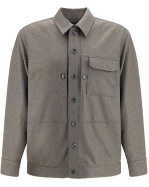 Brioni Button-Fastening Patch-Pocket Shirt - Grey