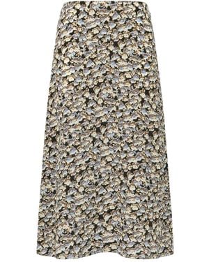 Marni Crêpe De Chine Fluid Skirt With Anemones Print - White