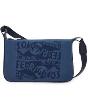 Ferragamo Shoulder Bag With Logo - Blue