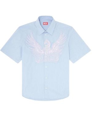 DIESEL Chemise Rayée À Manches Courtes - Blue