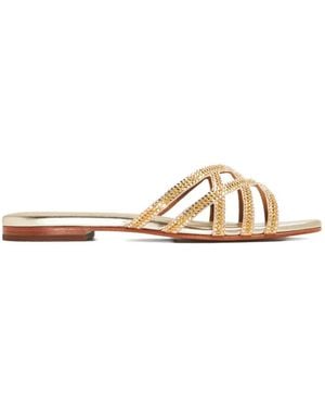 Nicoli Zuri Embellished Cross-Strap Sandals - Metallic