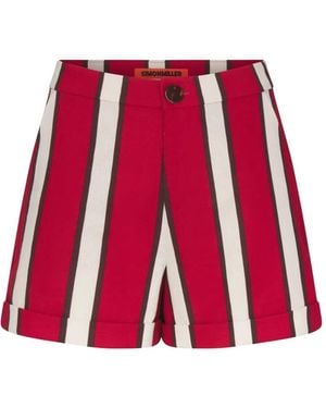 Simon Miller Striped Cuffed Shorts - Red