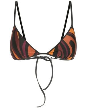 PUCCI Marmo-Print Bikini Top - Brown