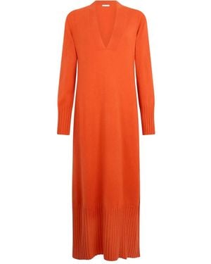 Malo Knitted V-Neck Maxi Dress - Orange