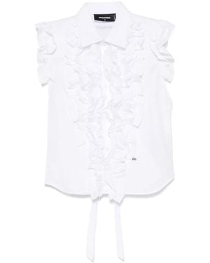 DSquared² ラッフル ブラウス - ホワイト