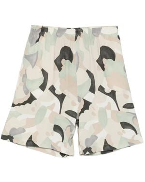 Amaranto Pantalones cortos con bolsillo estampado - Blanco