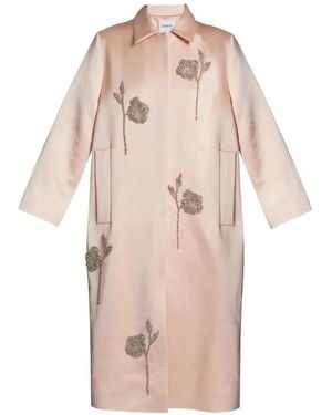 Erdem Crystal-Embroidered Single-Breasted Coat - Natural