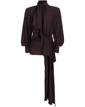ROWEN ROSE Robe Courte À Détails Drapés - Black