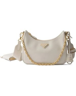 Prada Re-Edition 2005 Leather Shoulder Bag - Natural