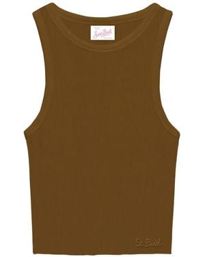 MC2 Saint Barth Ribbed Embroidered Vest Top - Green
