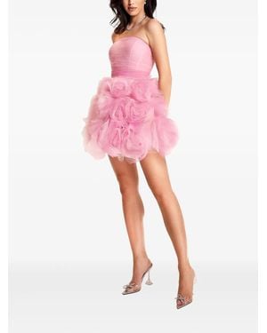 Ana Radu Rose-Embellished Strapless Mini Dress - Pink