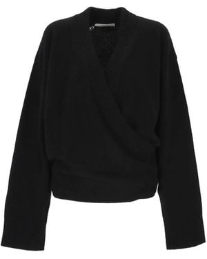 ARMARIUM Wrap-Style Rib-Trimmed Jumper - Black