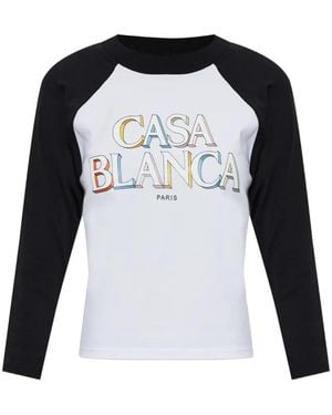 CASABLANCA Logo-Print Long-Sleeve T-Shirt - Black