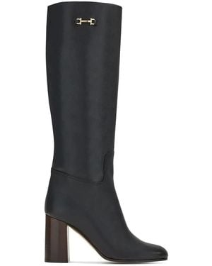 Ferragamo Gancini-Bit Leather Boots - Black