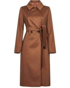 Max Mara Bcollag Double-Breasted Belted Coat - Brown