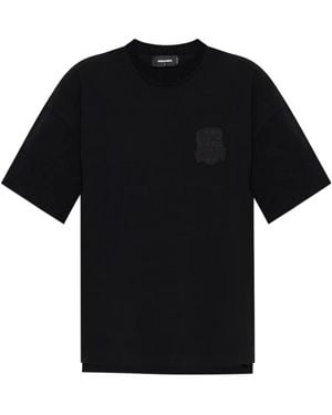 DSquared² Embroidered-Badge Cotton T-Shirt - Black