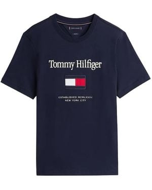 Tommy Hilfiger T-Shirt À Logo Brodé - Blue