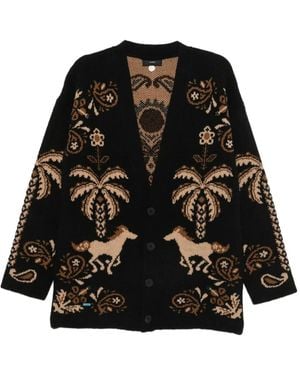 Alanui Cardigan En Maille Intarsia - Black