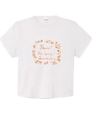 RE/DONE Camiseta Boxy Con Estampado Floral 1950 - Blanco