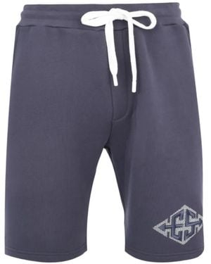 Exit Society Xxx Logo-Print Drawstring Shorts - Blue