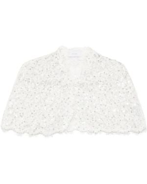 Adamaris Sequin-Embroidered Lace Jacket - White