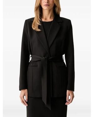 Fracomina Blazer Ceinturé À Revers Crantés - Black