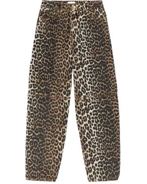 Ganni Vaqueros Con Estampado De Leopardo - Blanco
