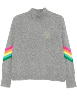 From Future Stehkragen-Pullover Mit Regenbogenstreifen - Grau