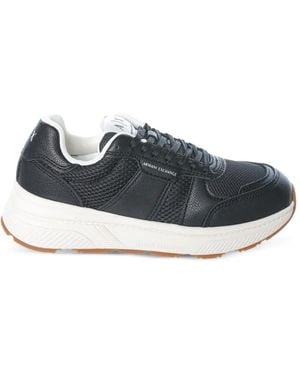 ARMANI EXCHANGE Logo-Patch Trainers - Blue