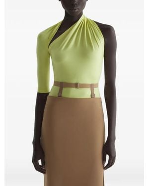 Mugler Draped Loop Jersey Top - Green