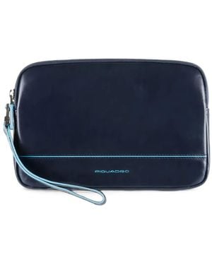 Piquadro Leather Wristlet Clutch Bag - Blue