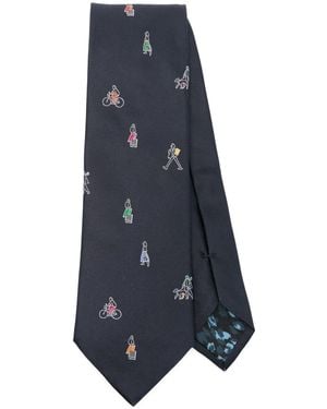 Paul Smith People-Print Tie - Blue