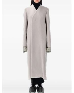 Rick Owens Museum Collarless Wrap Coat - White