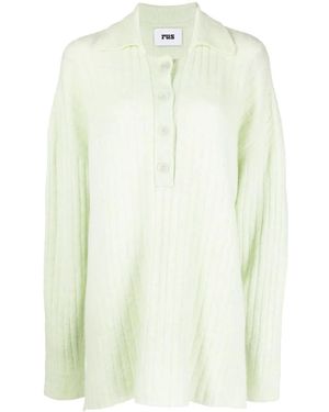 Rus Poloshirt Aus Geripptem Strick - Weiß