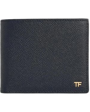 Tom Ford Metal-Logo Leather Card Holder - Blue