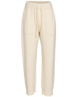 Uma Wang Drawstring Frayed-Hem Trousers - Natural