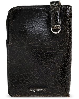 McQueen Logo-Lettering Phone Pouch - Black