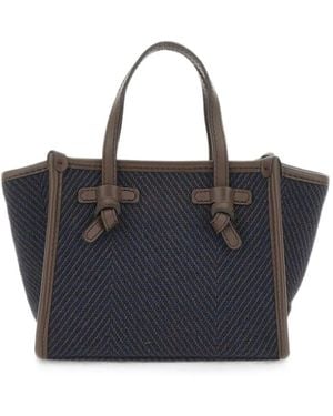 MARCELLA CLUB Small Miss Marcella Herringbone Tote Bag - Blue
