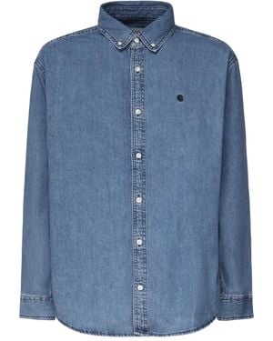 Carhartt L/S Lucas Logo-Embroidered Denim Shirt - Blue